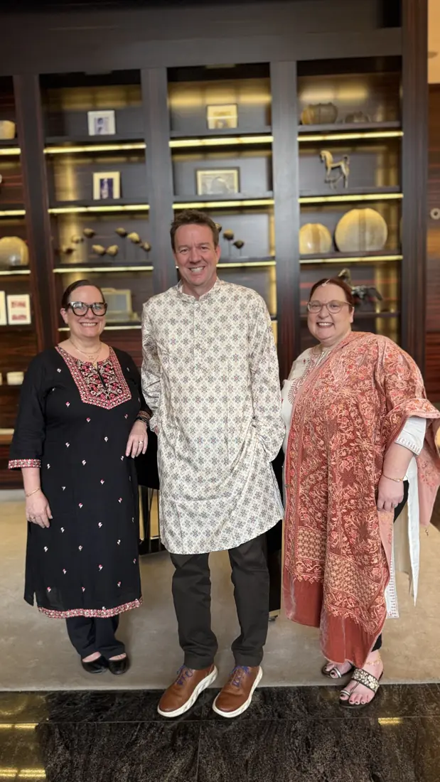 Three visiting clients in Indian clothes in Pune